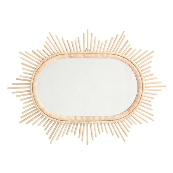ウォールミラー 壁掛けミラー ラタン製フレーム 籐製フレーム 楕円形 幅70cm