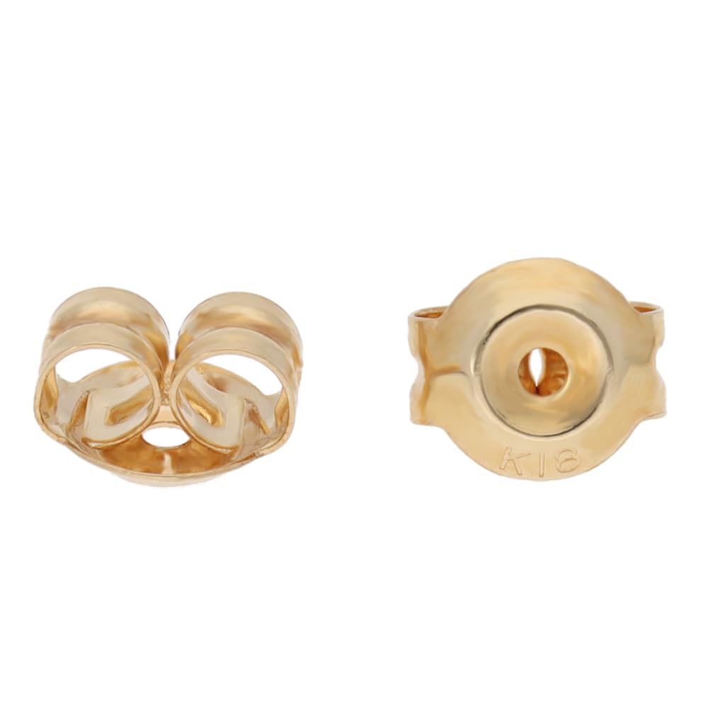 【KOHSAi】ピアスキャッチ Sサイズ 0.65~0.7ミリポスト 日本製 両耳ペア 2個 刻印入り 金属アレルギー配慮 ダブルロック ニッケルフリー ロック式 落ちない 18金 K18 イエローゴ