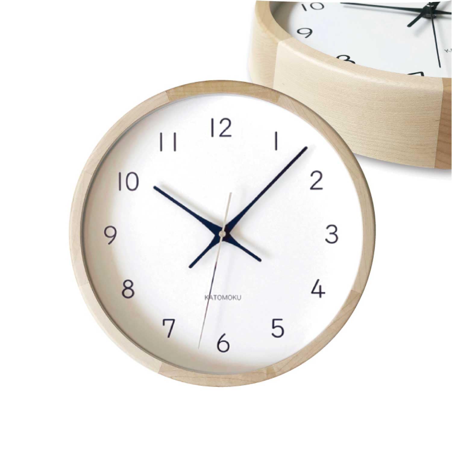 KATOMOKU muku clock 13 H.メープル km-104HM 掛け時計 連続秒針 直径30.6cm (クオーツ時計)
