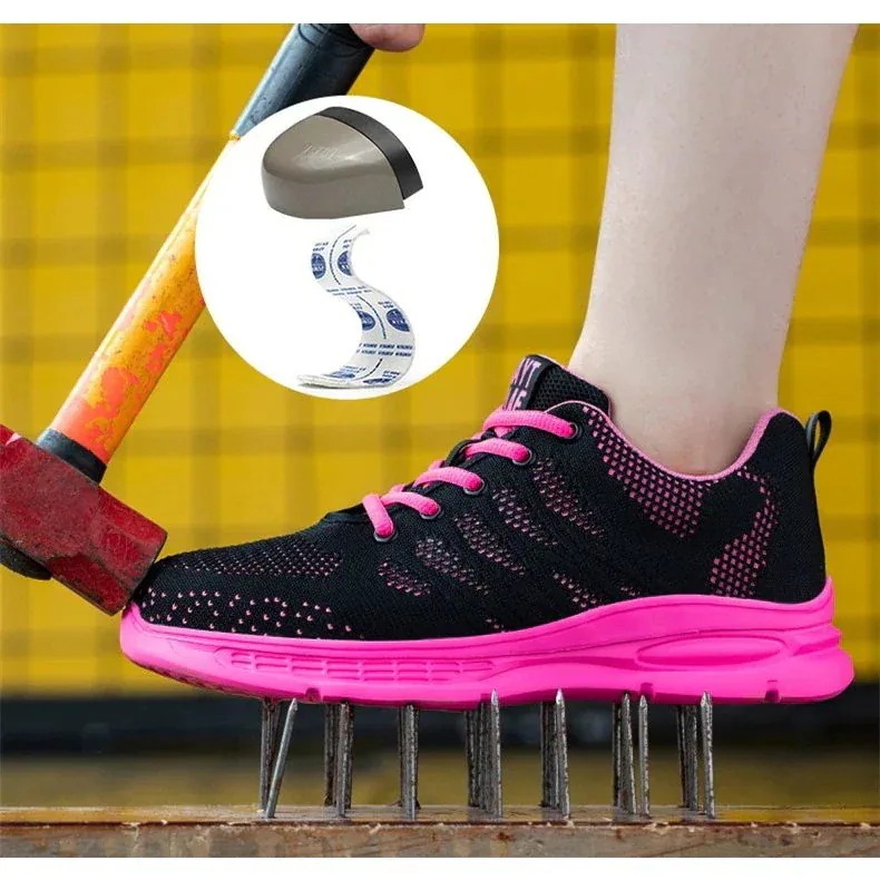 女性用 安全靴 レディース 作業靴 おしゃれ 滑り止め 通気 作業用品 つま先保護 踏み抜き防止 安全保護 スニーカー .5-25.5cm