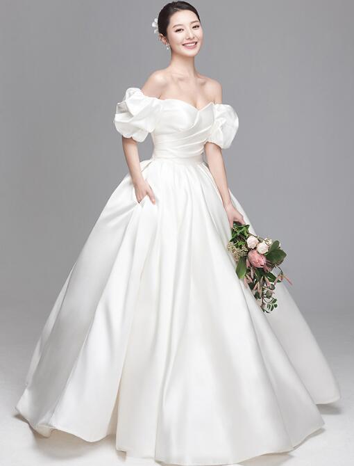 ウェディングドレス きれいめ フォトウェディング撮影 前撮りドレス 後撮り パーティードレス 可愛い 成人式ドレス 高級感 カラードレス コンサート オフショルダー 結婚式ドレス 森系 お姫様 ロング