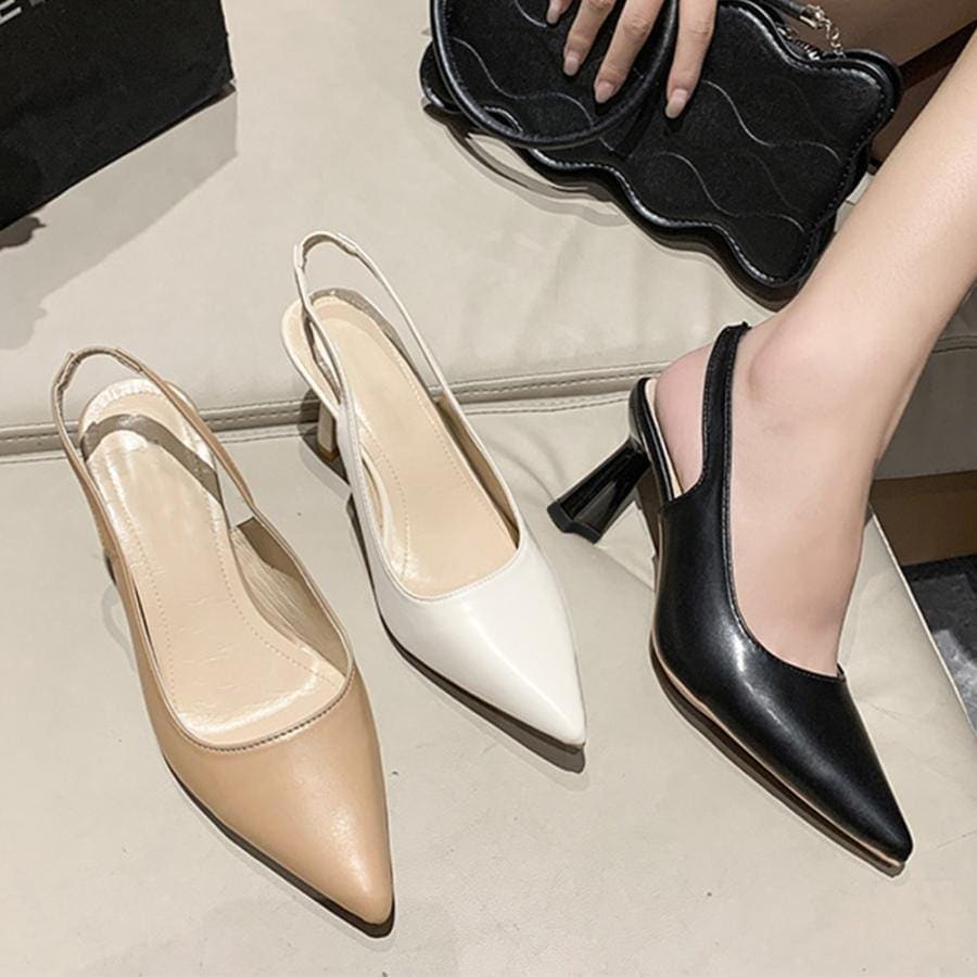 【超お得1つ買うと10個もらえる】パンプス ポインテッドトゥ 太ヒール