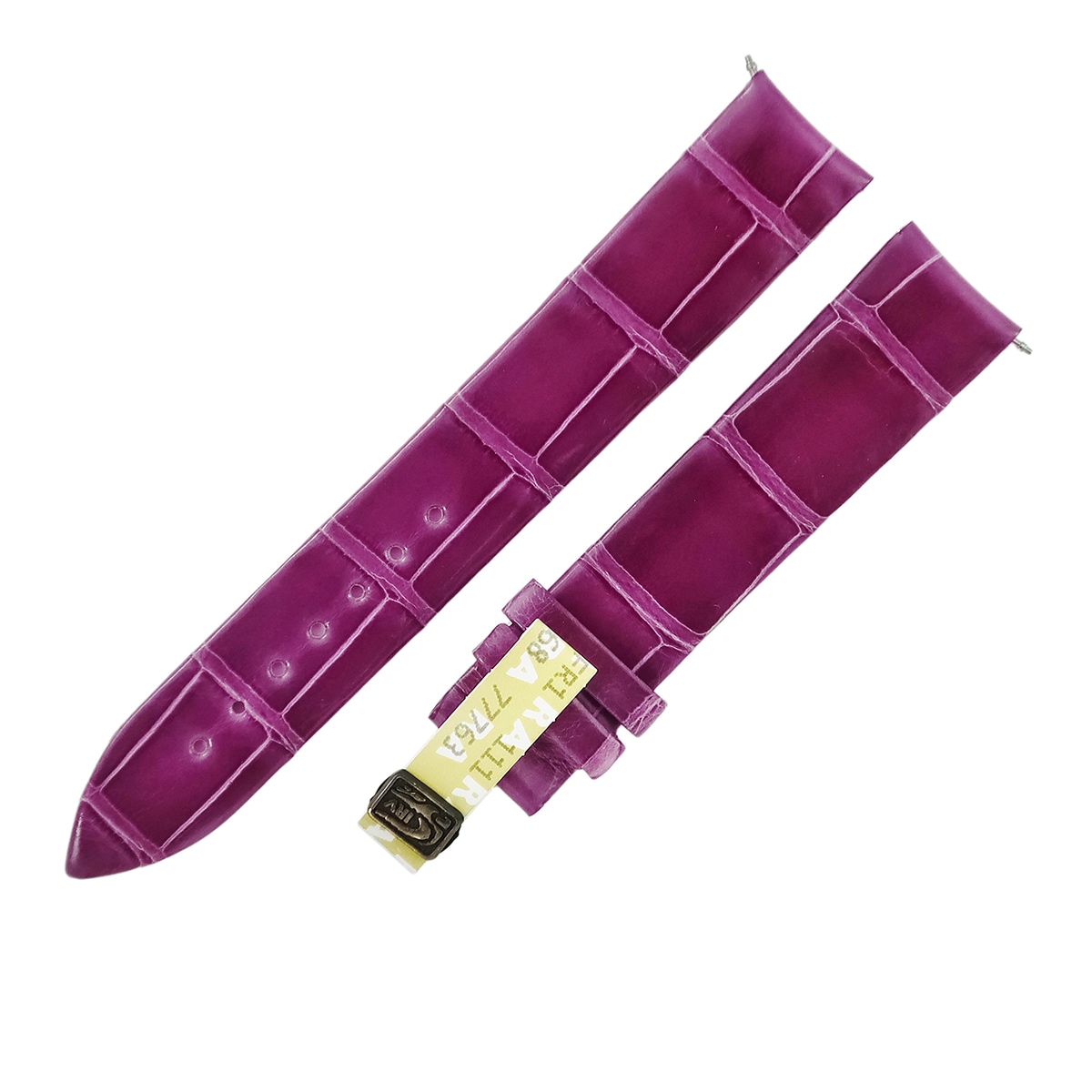 ラウンド 8035用 クロコバンド レディース 未使用 純正 ベルト ロング シャイニー 17mm パープル 紫 3年保証