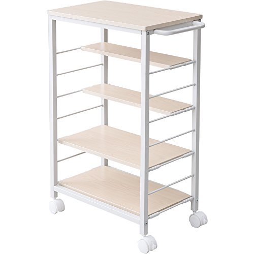 色：ナチュラルメイプル/アイボリー [山善] キッチンワゴン 【全体耐荷重66kg】 幅30*奥行5