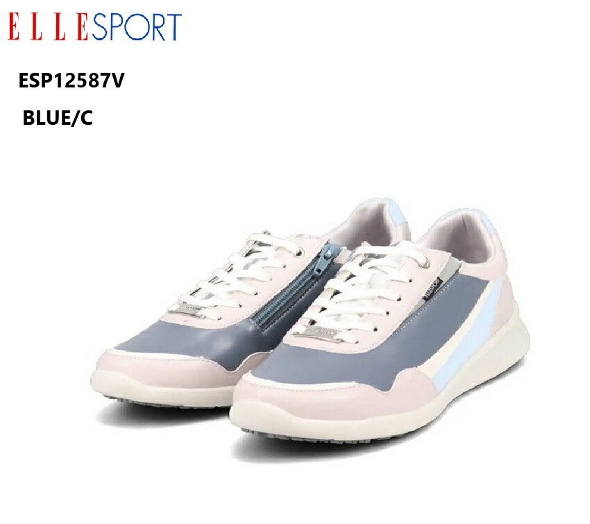 (エル スポーツ)ELLE SPORT ESP12587V レディス 厚底カジュアルサイドジッパースニーカー 防水防滑仕様 史上最高峰のエレガンス仕様 3.5cmヒールとスタイルアップ効果 大人の女性