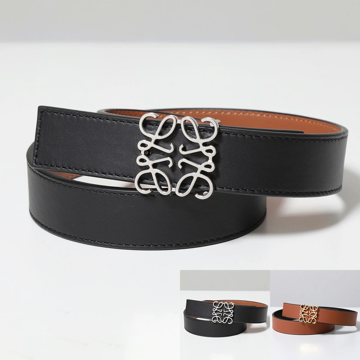 LOEWE ロエベ ベルト ANAGRAM REV 2.8 CM BELT アナグラム リバーシブル E821Z26X03 メンズ レザー バックル カラー2色