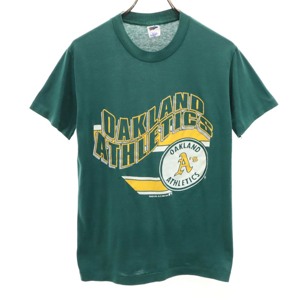 トレンチ 80s USA製 ヴィンテージ 半袖 オークランド アスレチックス Tシャツ M グリーン TRENCH Oakland Athletics メンズ