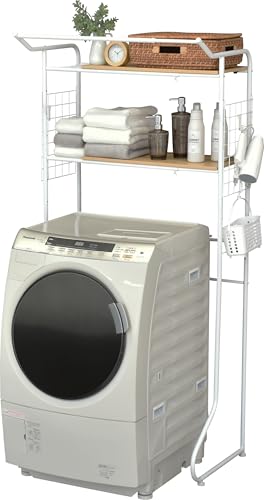 色：ホワイト ekans(エカンズ) 棚付きランドリーラック 棚2段 (ホワイト)