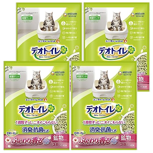 デオトイレ 猫用 サンド 香る消臭 抗菌サンド ホワイトフローラル 3.8L4個 おしっこ ペット用品 ユニチャーム[ケース販売]