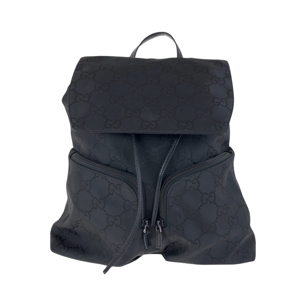 美品 GG柄 ブラック 黒 シルバー金具 ナイロン 003 0238 リュックサック バックパック レディース 502407