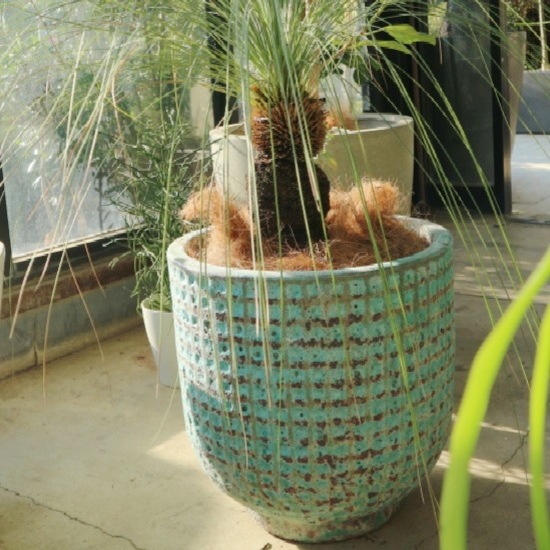 植木鉢 おしゃれ アンティーク 陶器鉢 LT003M 45cm 15号 ブルー 底穴あり プランター 観葉植物向け