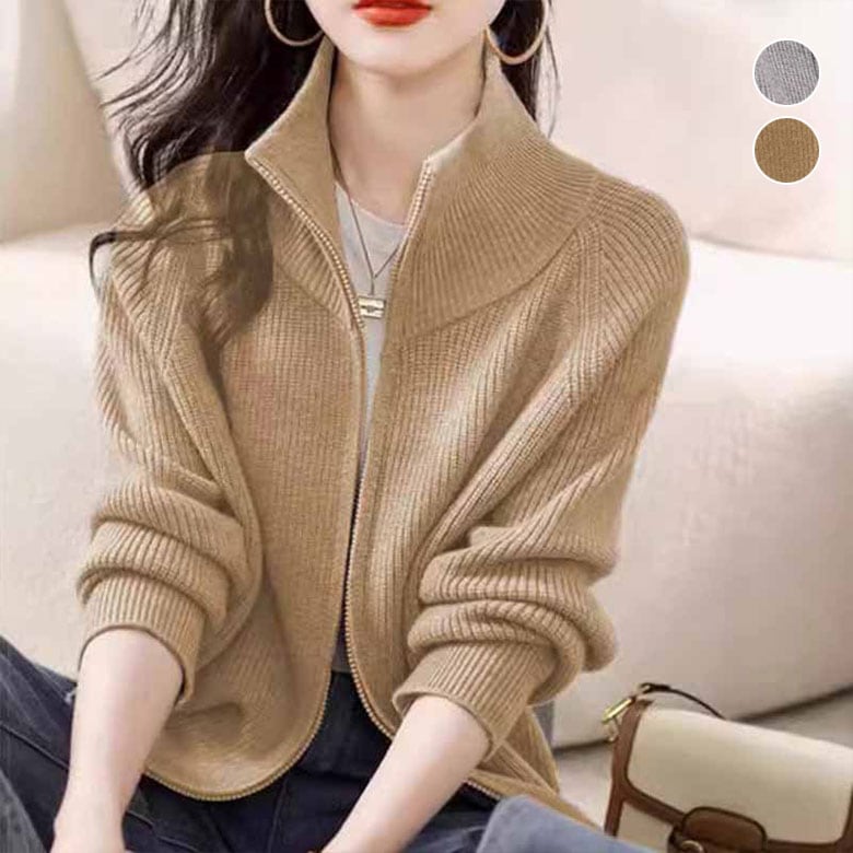 ニット カーディガン アウター 羽織り ジップカーディガン セーター 暖かい