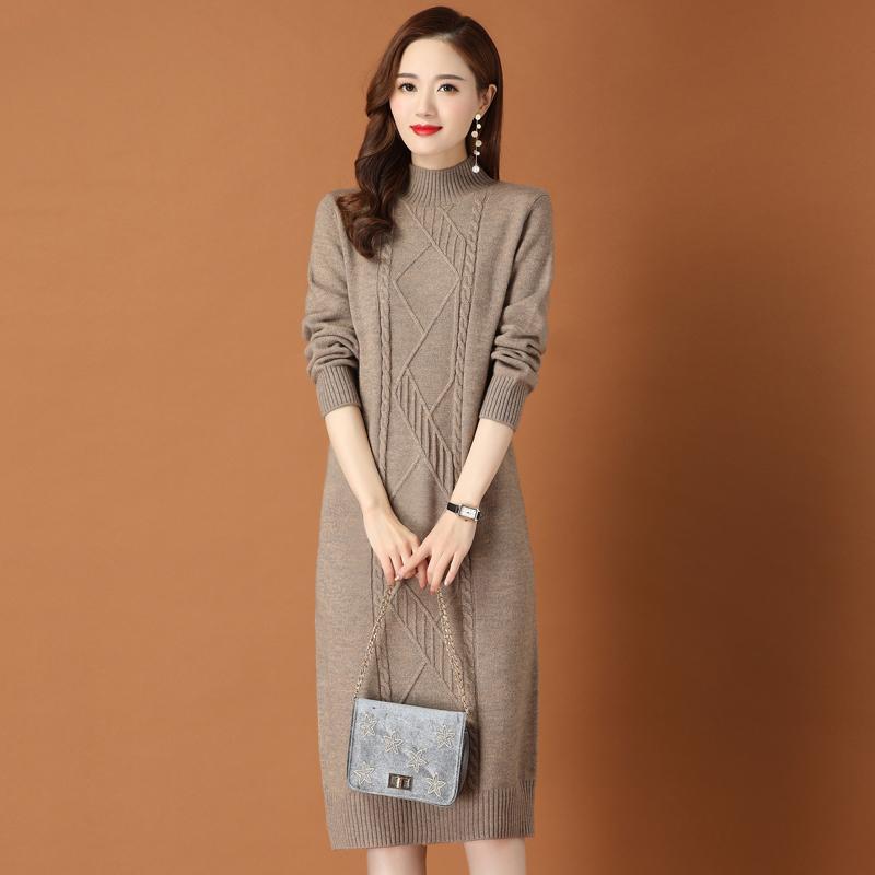 【1つ買うと10つ無料】編み物のドレス女性2025秋と冬長くてゆるいセミハイカラースカート 54,286円