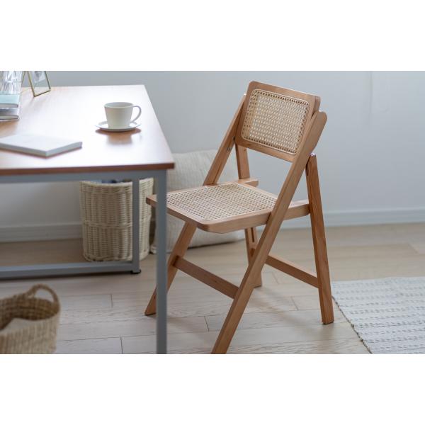 椅子 折りたたみ おしゃれ 完成品 ラタン 木製 アジアンリゾート デスクチェア 座面高さ41cm いす イス チェア かわいい ダイニングチェア 折り畳み