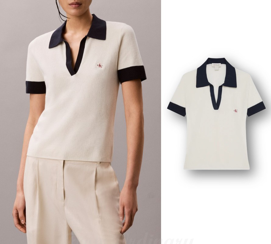 Womens Woven-Label Polo Shirt (47G308G-YAS)