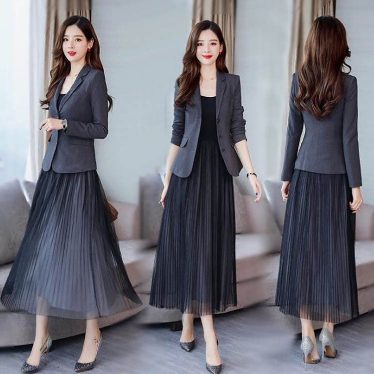 爆裂超特価 スーツ セットアップ レディース 無地 2点セット フォーマル スーツジャケット コート スカート ロング 通勤 OL セレモニー 30代 新品