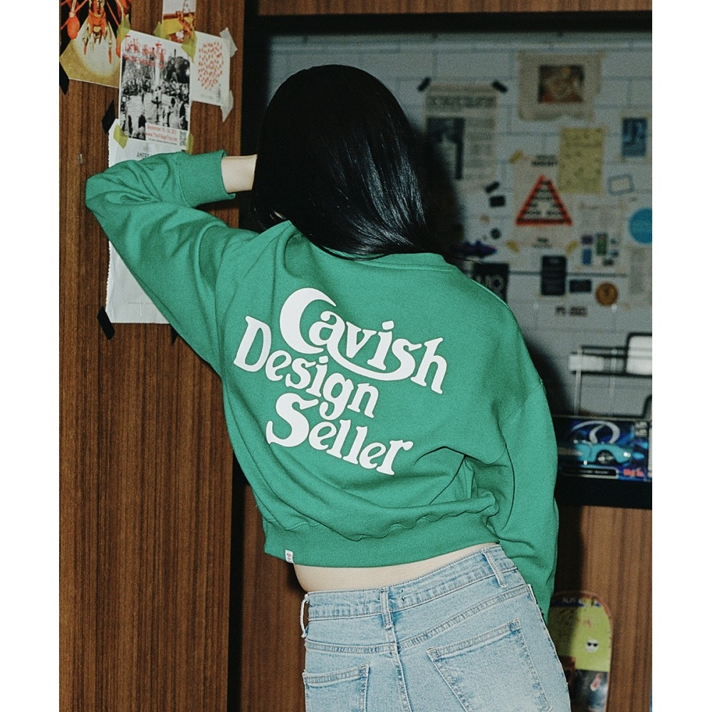 CAVISH W SELLER LOGO スウェットシャツ グリーン(CV2CSFM466A)