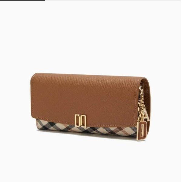 AK Bundang店 ブラウンチェック配色 DDロゴ 3段 ミディアム財布 DCWA4F423W2