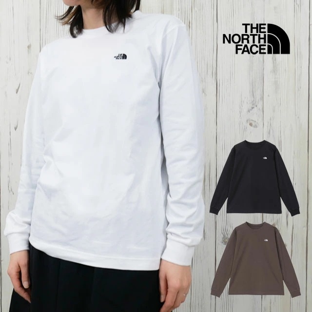 ザ・ノース・フェイス Tシャツ レディース NTW32535 ロングスリーブフラッシュドライヌプシコットンティー トップス ロンT アパレル 長袖 ロゴ ワンポイント 丸首 刺繍 ティーシャツ 白 黒
