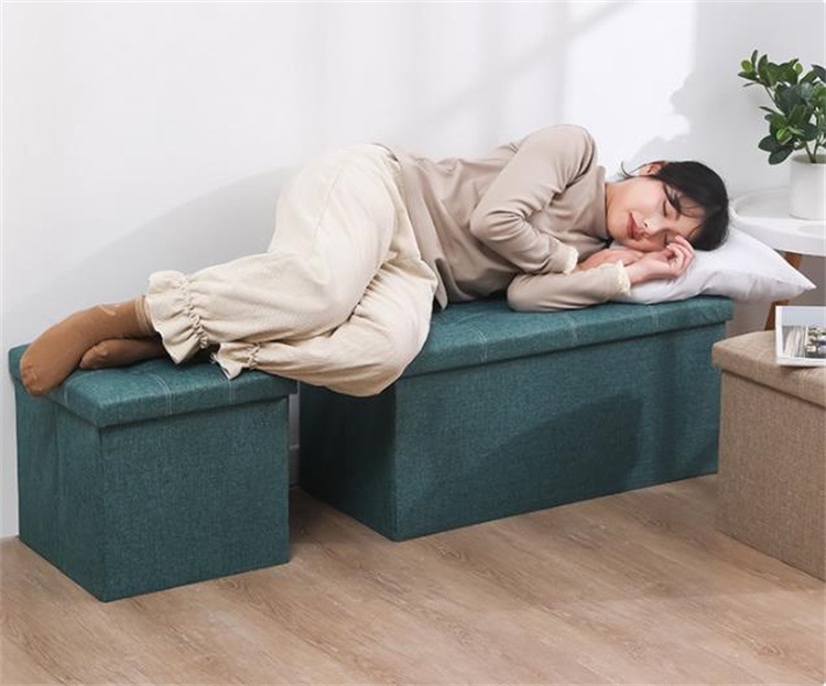 激安セール 76×38×38cm 小物整理用 家庭用折りたたみ収納スツール 収納ソファ 高荷重対応 成人も座れる 換鞋スツール おもちゃ収納ボックス シンプル綿麻 通気性あり 家庭用実用