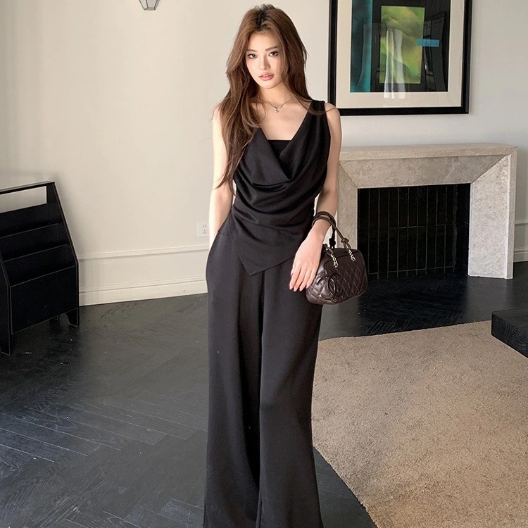 セットアップ 2025新作 二点セット 気質 ワイドパンツ ママスーツ ノースリーブ 通勤 卒業式パンツスーツ レディースファッション ブラウス レディース アウター