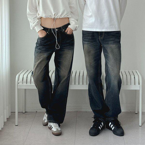 男女共用オイルウォッシングセミワイドデニムパンツ UJ-JEA-8071