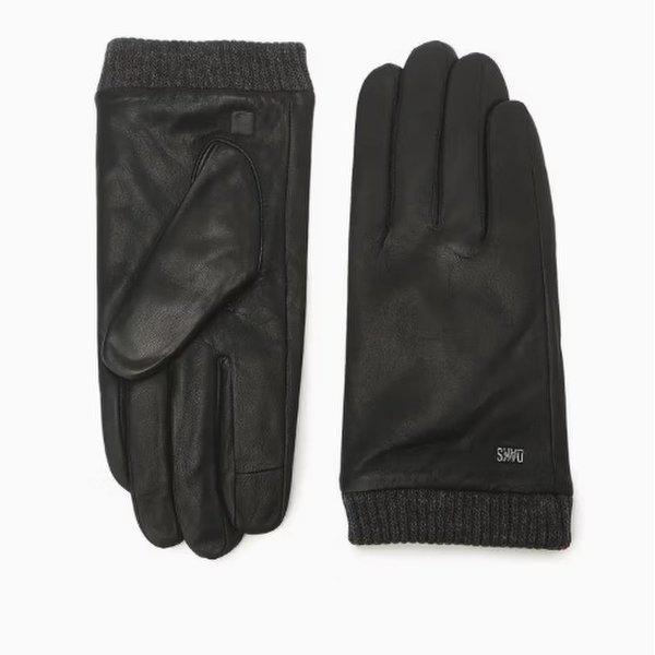 ブラックラムスキンニットリブスマートフォンタッチグローブDCGV5F149BK_s