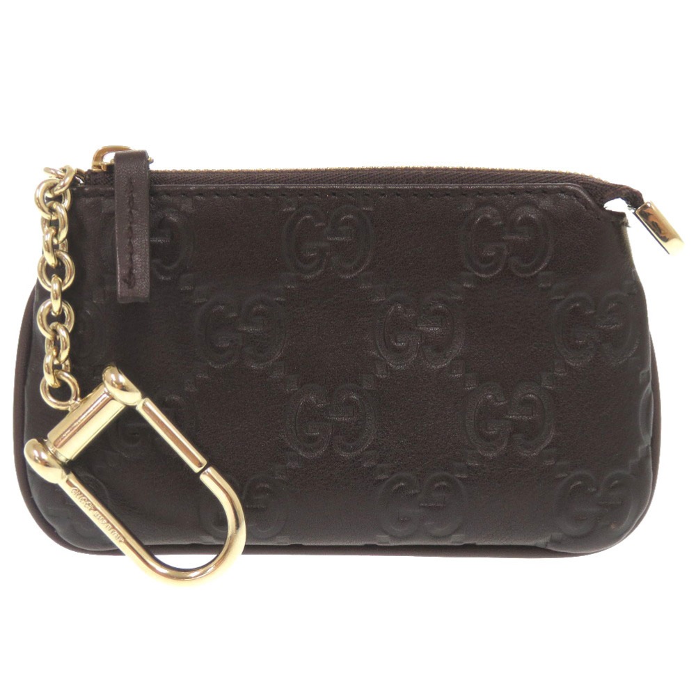 美品 グッチシマ 233183 コインケース レザー/レザー ブラウン 0840【中古】 メンズ