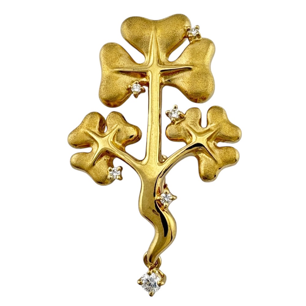 タサキ ブローチ 18金 K18イエローゴールド ダイヤモンド TASAKI 中古 美品