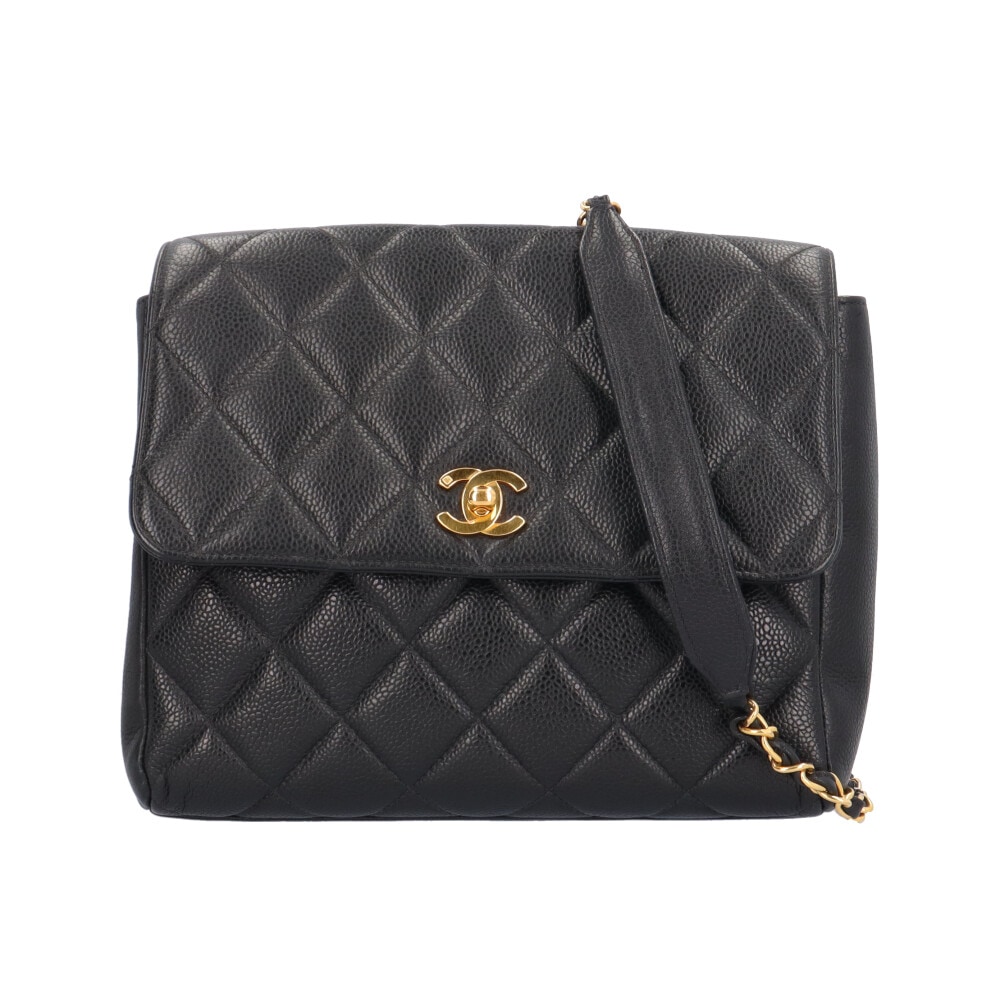シャネル マトラッセ ショルダーバッグ キャビアスキン ブラック CHANEL 中古
