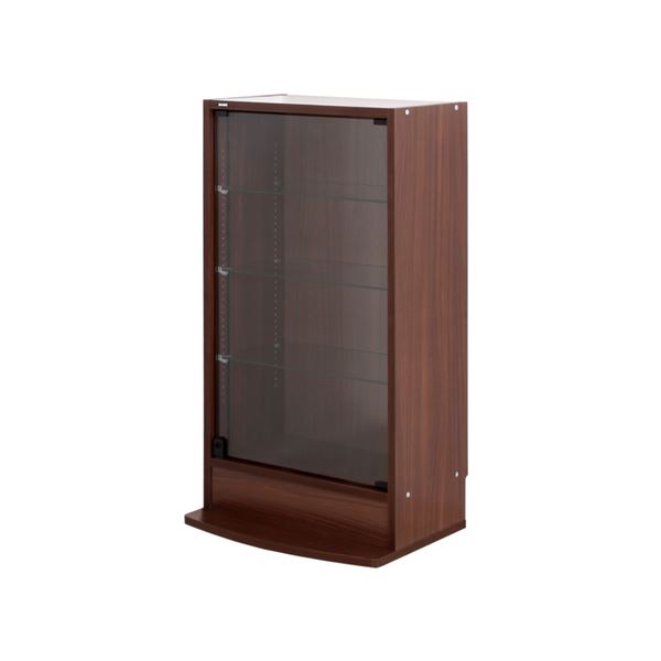 コレクションケース/収納棚 (レギュラー ロータイプ 本体 奥行29cm ブラウン) 幅54.1cm 強化ガラス扉 棚板 (組立品)