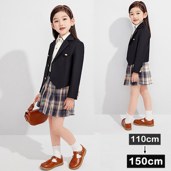 卒業式 スーツ 女の子 入学式 入学祝い 子供スーツ 女の子 卒業式スーツ 入学式 スーツ キッズスーツ 女児スーツ ブラック チェックスカート かわいい 七五三 入学式 結婚式 キッズ フォーマル