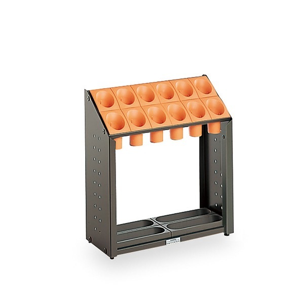 傘立て B12 12本立 幅496mm オレンジ スチール 樹脂製脚付 アンブレラスタンド テラモト オブリークアーバン 玄関 収納家具