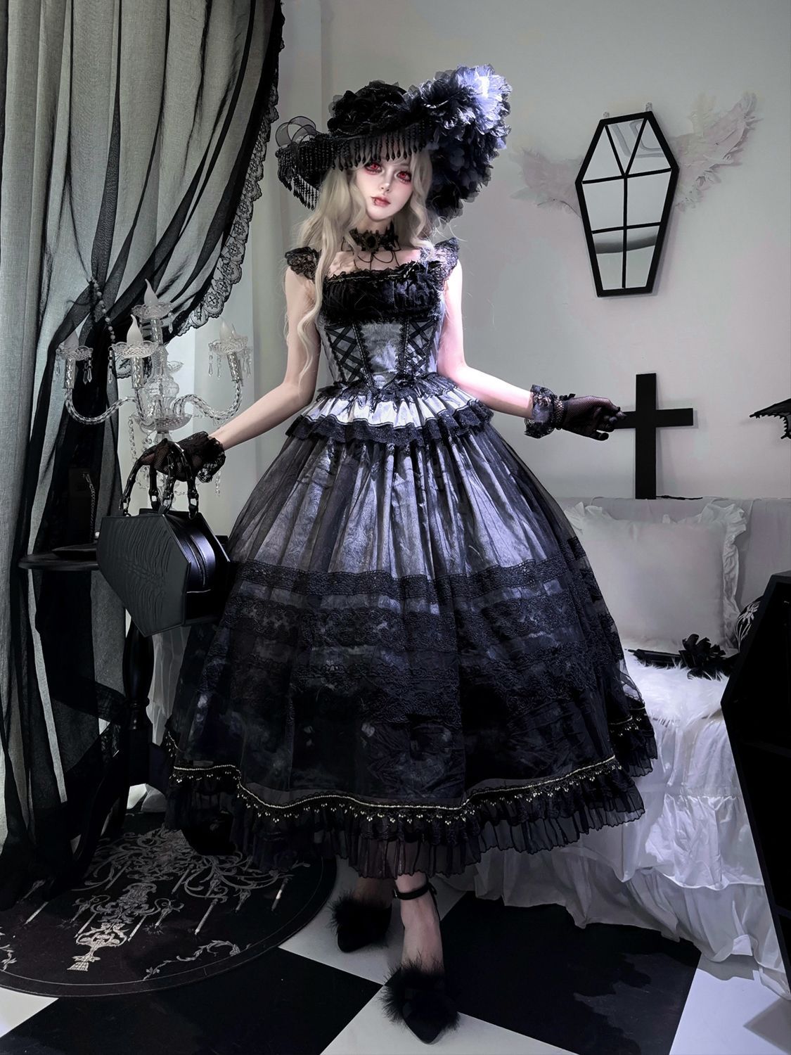 [ミスティーグレープガーデン]ロリータドレスプリンセスエレガントクラサスペンダードレス女性