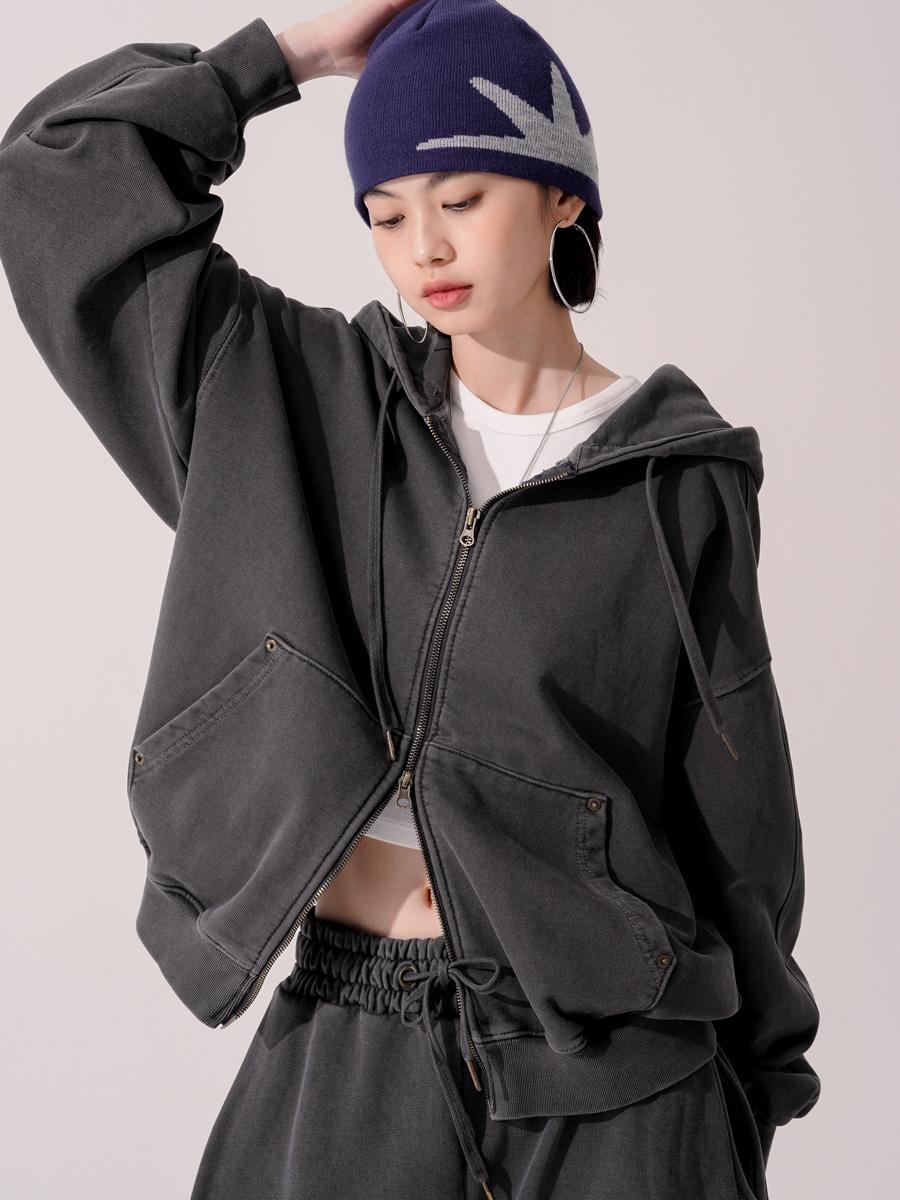 COPPER PIGMENT CROP HOODIE ZIPUP JYHD3570