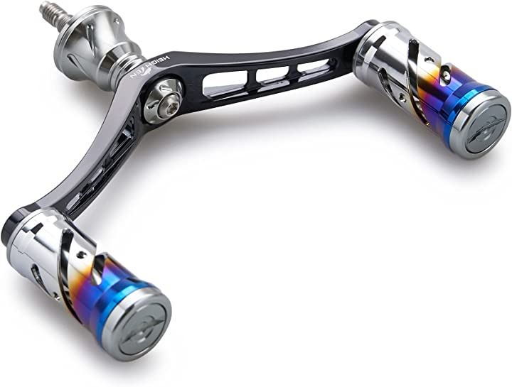92mm リール ハンドル 16mm ノブ 搭載 シマノ ダイワ 通用 スピニングリール用 Vortex Series ノブ＆ブラック 588(ガンメタル(ノブ)＆ブラック(ハンドル))