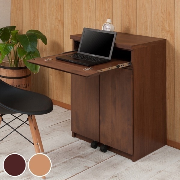 キャビネット パソコンデスク 収納棚 天然木 アルダー 幅60cm デスク PCデスク 机 プリンター つくえ オフィスデスク ワークデスク 日本製 完成品 木製 収納 スライド棚 パソコン
