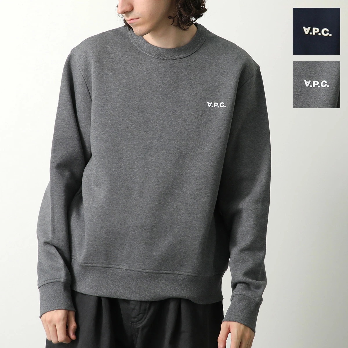 APC A.P.C. アーペーセー トレーナー SWEAT BOXY PETIT VPC COHBR H27916 メンズ 長袖 スウェット 裏起毛 コットン クルーネック フロッキーロゴ カラー2色