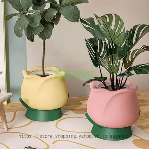 セラミック製 北欧 多肉植物鉢 植木鉢 ins風 大口径 底穴付き 通気性 シンプル かわいい 鉢植え 室内 民宿 チューリップ形 着地 リビング 玄関 置物