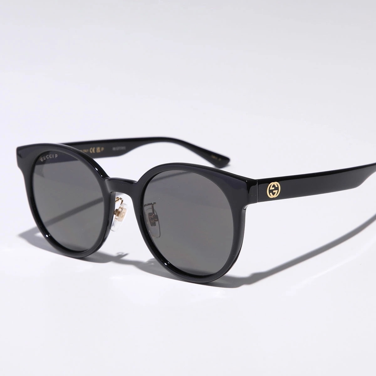 GUCCI グッチ サングラス GG1339SK レディース 偏光レンズ ウェリントン型 クリングスタイプ アジアンフィット GGロゴ 002/BLACK-BLACK-GREY
