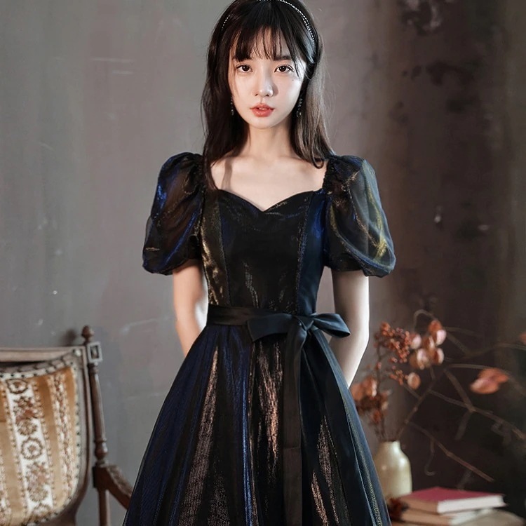 黒のイブニングドレス女性バンケットホストイブニングドレスボーカルミュージックテストドレスロングスタイル