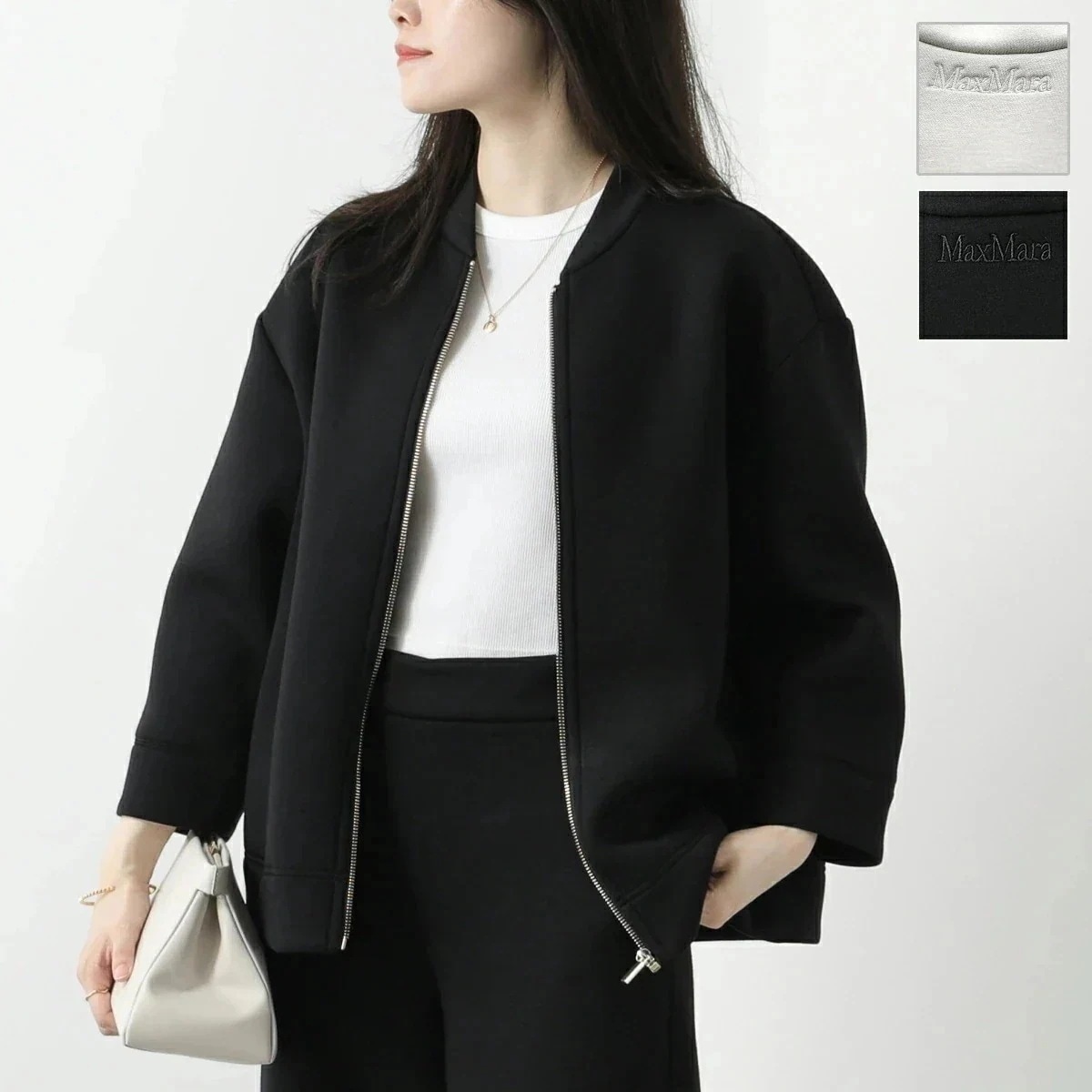 S MAX MARA エス マックスマーラ ジャケット GHIANDA ギアンダ レディース ブルゾン 七分袖 ノーカラー スキューバ ジャージー ストレッチ