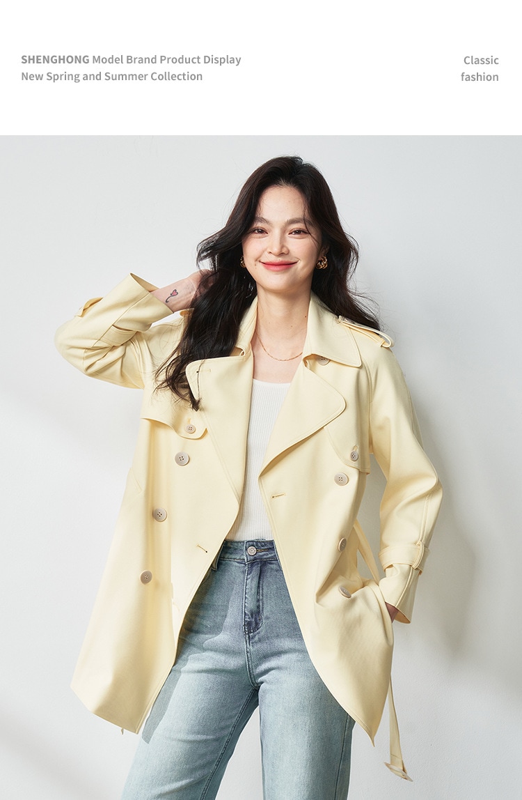 【2025年春新作】レディース ダブルブレスト トレンチコート ゆったりシルエットの韓国風ジャケット 優しく上品な春アウター 18408