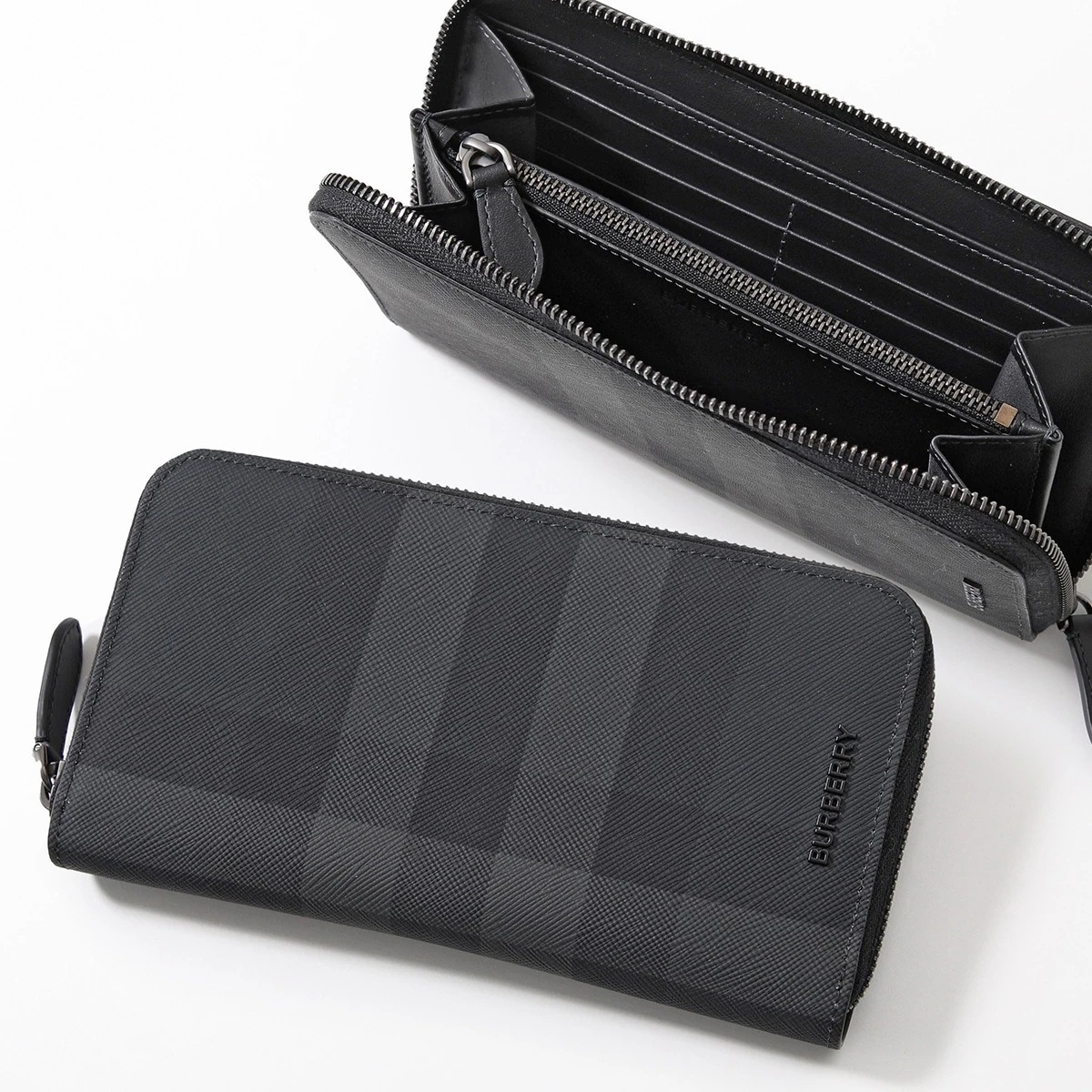 BURBERRY バーバリー ラウンドファスナー長財布 MS LG ZIG BRT 8070254 メンズ ロンドンチェック ロゴ A1208/CHARCOAL