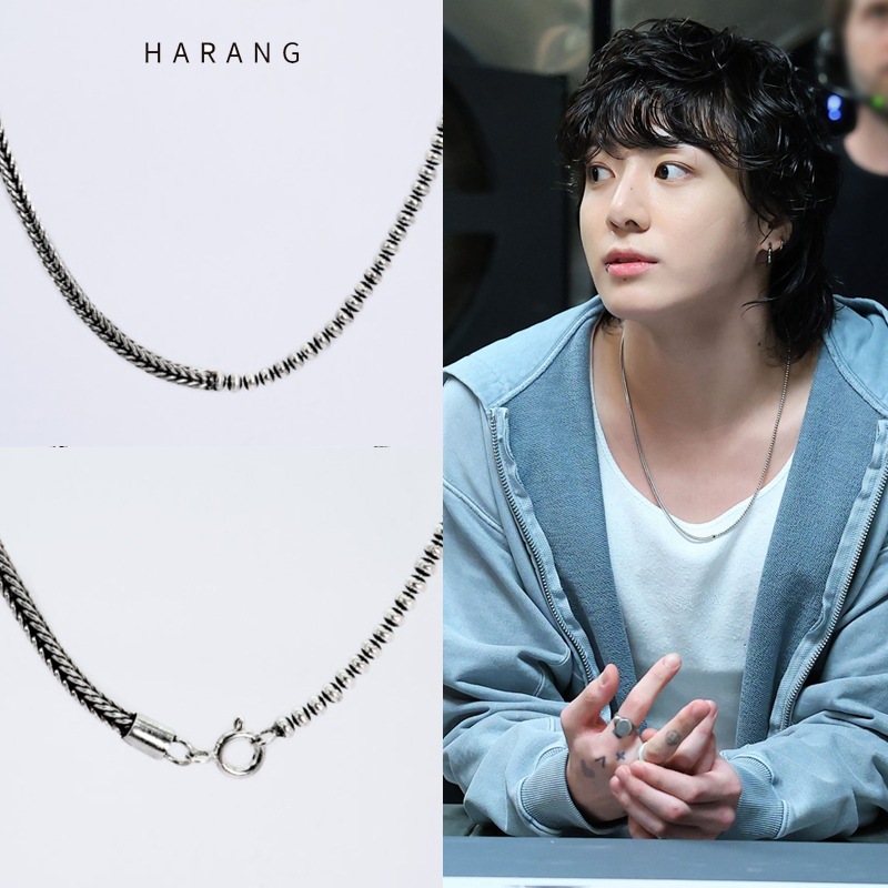 btsジョングク着用 [HARANG] HR 330N silver half & half chain necklace seven MV着用