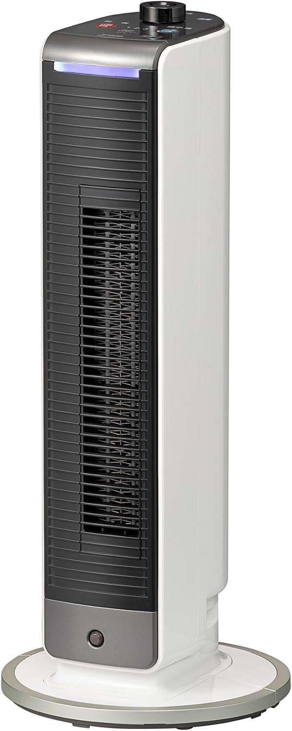 扇風機 タワーファン ホット&クール ミニ 送風 温風 1台2役 人感センサー コンパクト ホワイト KHF-0848/W