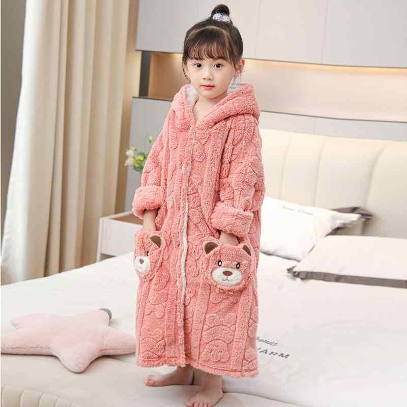 キッズ パジャマ ナイトウェア バスローブ ネグリジェ リラックス ウェア ルームウェア ガウン ロング フード かわいい 厚手 衣料品 親子 子供 冬