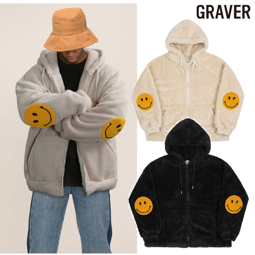 [UNISEX] Elbow dot smile fleece fleece jacket_2 COLOR