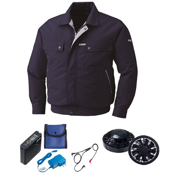 KU90450 空調服 綿/ポリ混紡 脇下マチ付 FAN2200B/LISUPER1 ネイビー 5L