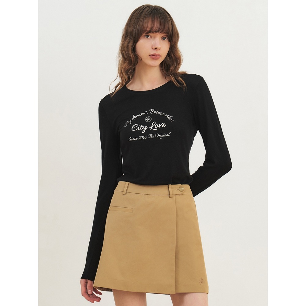 シティブリーズウルテンセルシティラブレタリングロングスリーブ Tシャツブラック